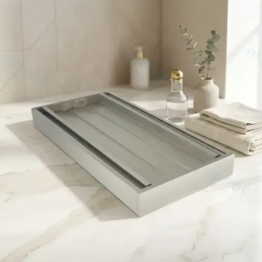 100*100*26mm Muses Brushed Nickel Ezy Flow Tile Insert Grate(Maximum 5600mm,50mm Waste)