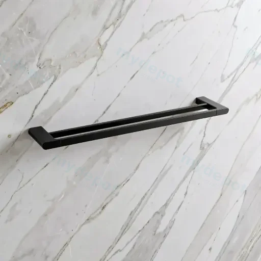 Persano Matte Black Zinc Alloy 600mm Double Towel Rail