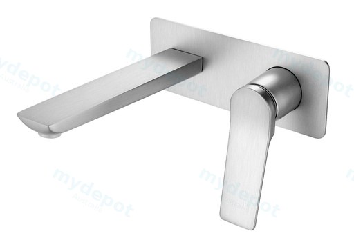 Rushy Square Brushed Nickel Wall Mixer With Spout