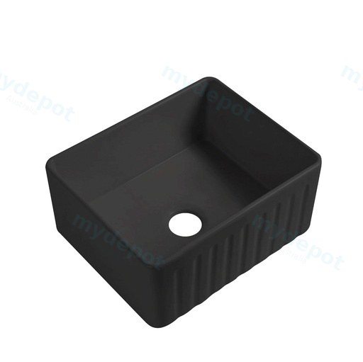 Size:610*459*254mm Bowl Size:574*423*232mm Matte Black Rocca Fine Fireclay Farm House Buttler Sink Single Bowl Grid And Waste Included