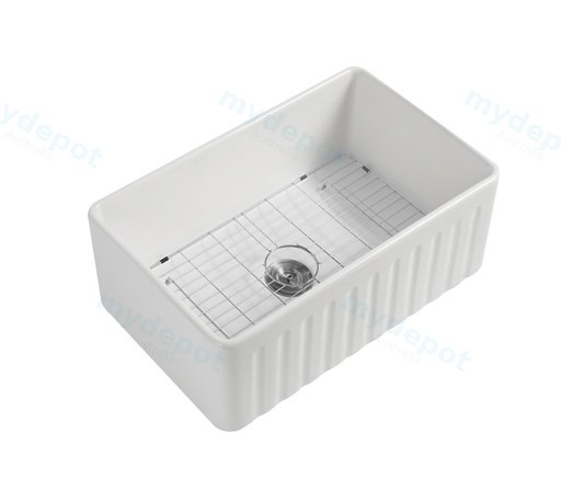 Size:760*459*254mm Bowl Size:724*423*232mm Gloss White Rocca Fine Fireclay Farm House Buttler Sink Single Bowl Grid And Waste Included