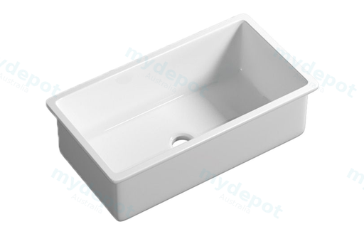 Size:760*459*254mm Gloss White Procida Fine Fireclay Inset/Undermount Sink Single Bowl,Grid And Waste Included