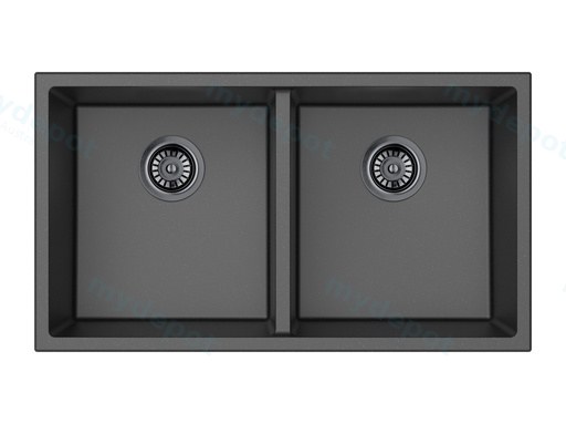 Size:813*457*241mm Bowl:761*405*241mm Matte Black Crete Granite Sink Double Bowl