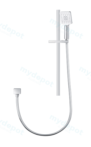 Square Chrome Wall Mounted Sliding Rail with Water Hose & Wall Connector Only