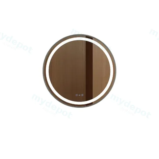 Venus Series 900x900x35mm Gun Metal Round LED Mirror