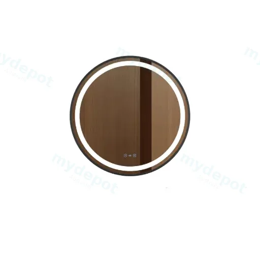 Venus Series 750x750x35mm Matt Black Round LED Mirror