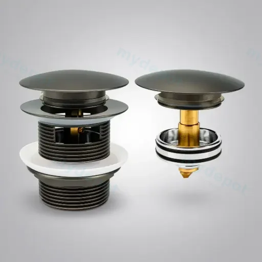 40mm Brushed Gun Metal Pop-Up Waste With Overflow