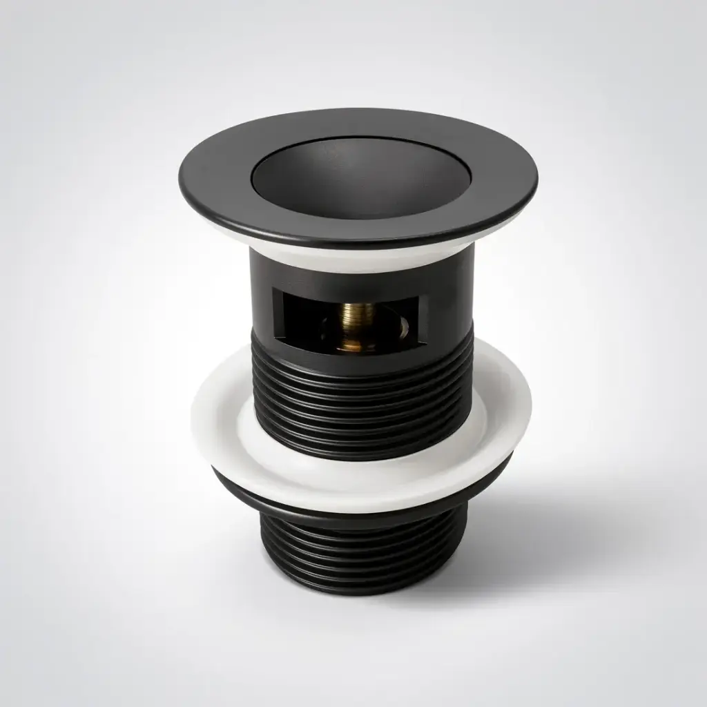 Nana Matte Black Pop Up Waste 32/40mm With Overflow Solid Brass Plug Waste