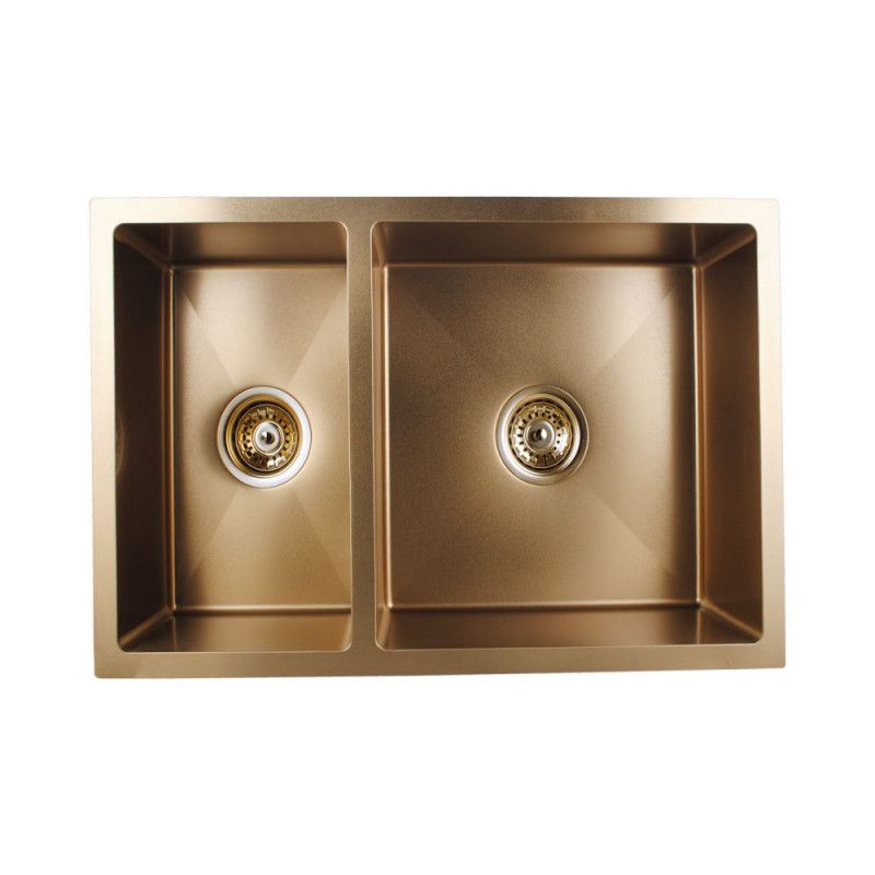 [40508] 1.2mm Handmade Brushed Nickel Round Corners Double Bowls Top/Undermount/Flush Mount Kitchen Sink 715*450*205mm