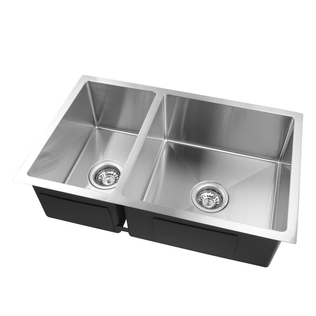 [40506] 1.2mm Handmade Round Corners Double Bowls Top/Undermount/Flush Mount Kitchen Sink 715*450*205mm