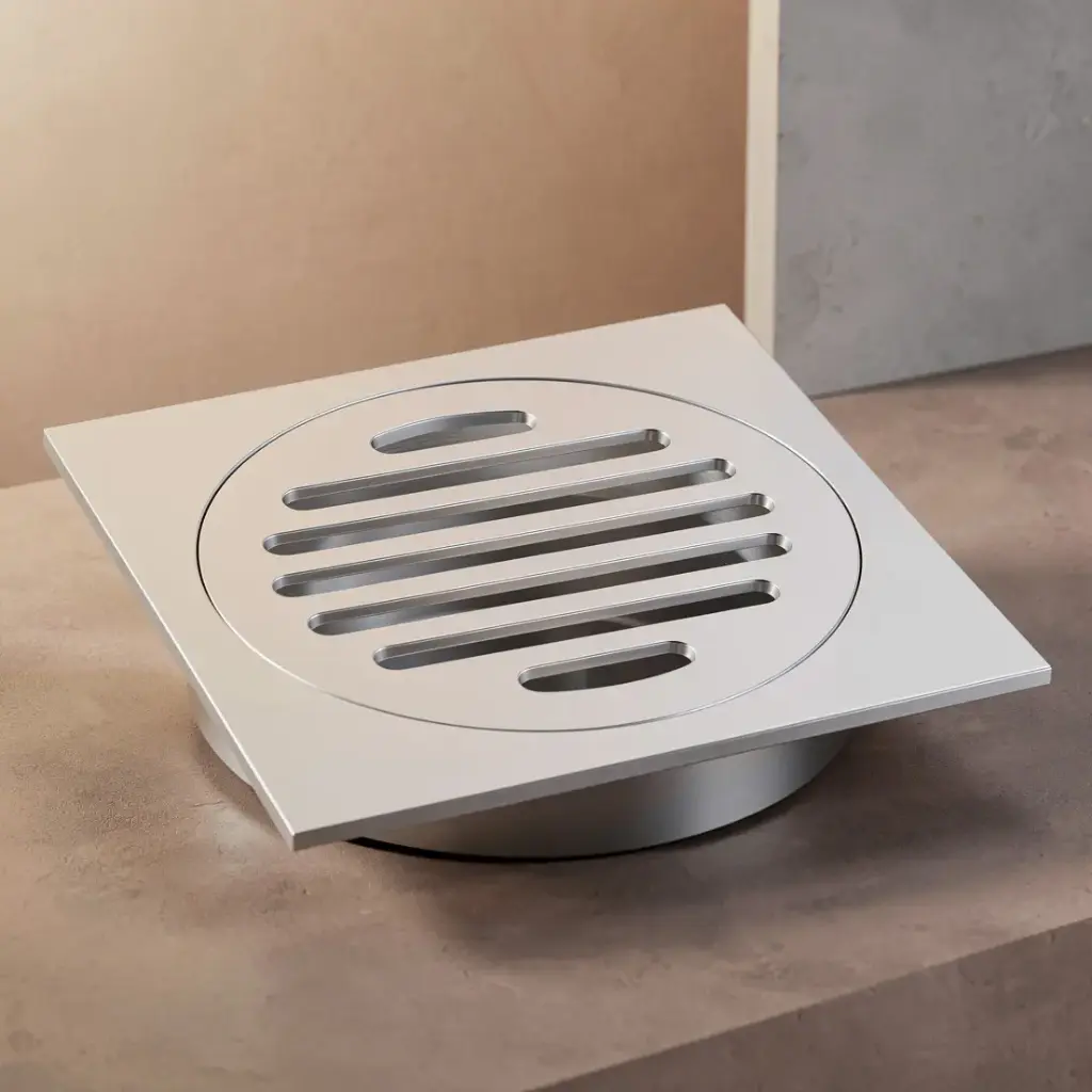 [40457] 110*110mm Square Chrome Brass Floor Waste(100mm Outlet)