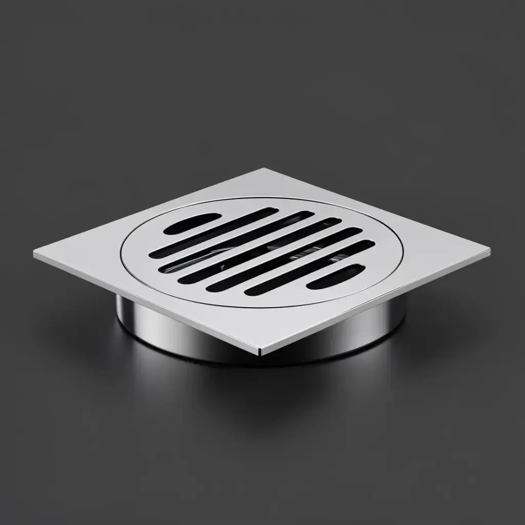 [55837] 110X110mm Chrome Square Floor Drain - Slim(100mm Outlet)