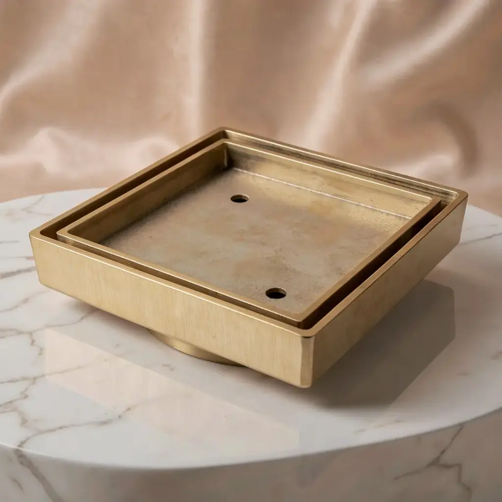 [41420] 115*115*35mm Gold Smart Tile Insert Floor Waste Shower Grate Drain(88mm outlet)