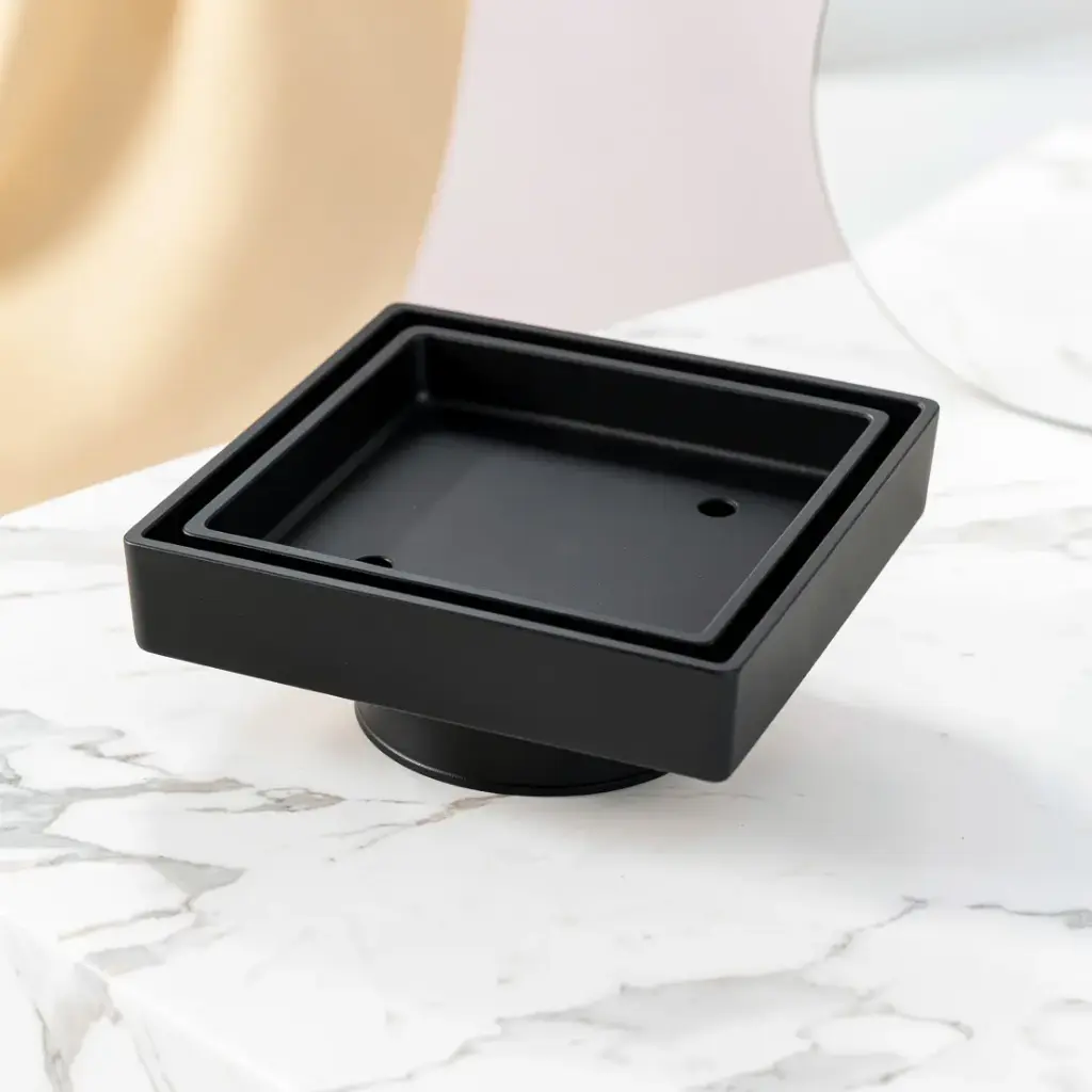 [40460] 115*115mm Black Brass Tile Insert Floor Drain(100mm Outlet)