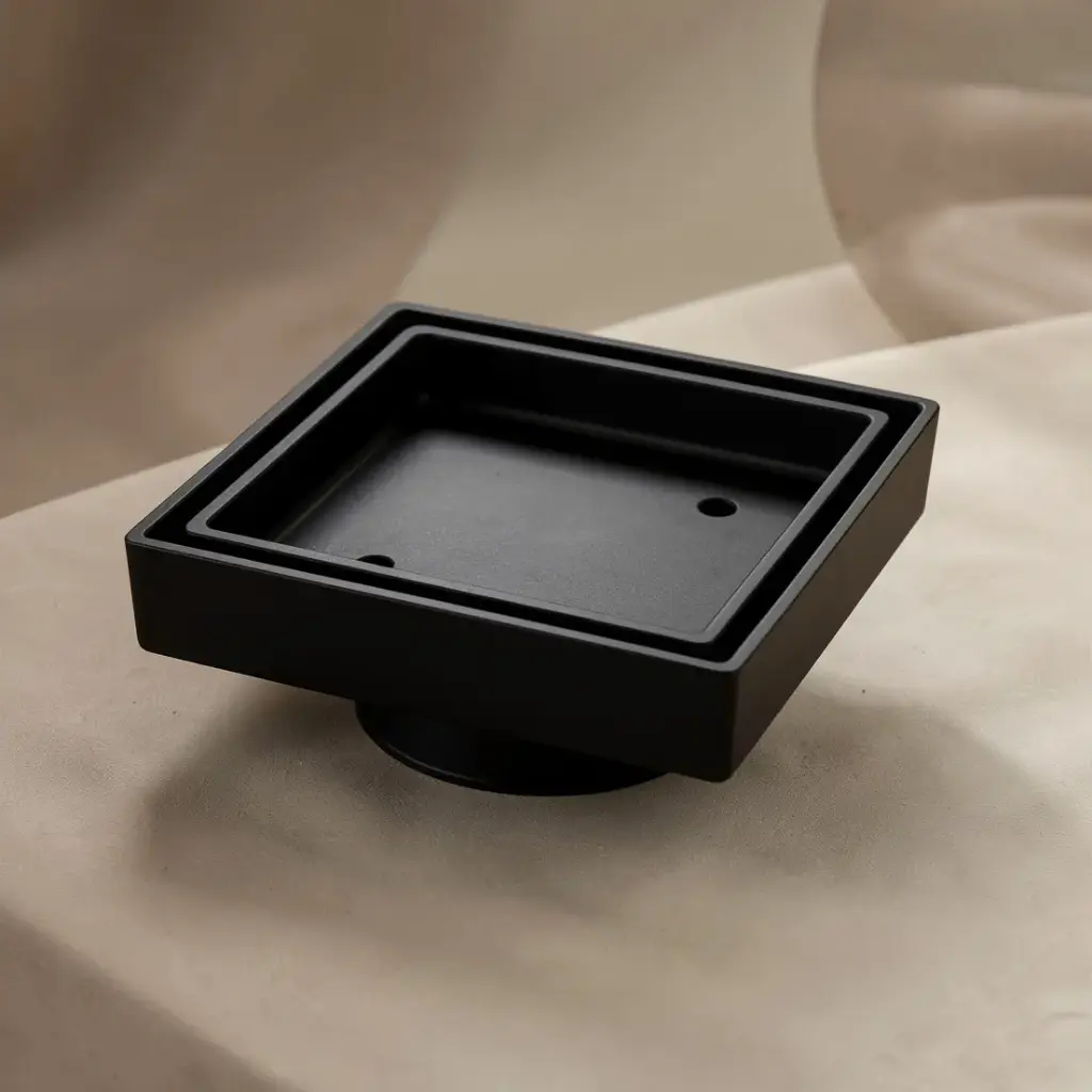 [40454] 115*115mm Black Brass Tile Insert Floor Drain(90mm Outlet)