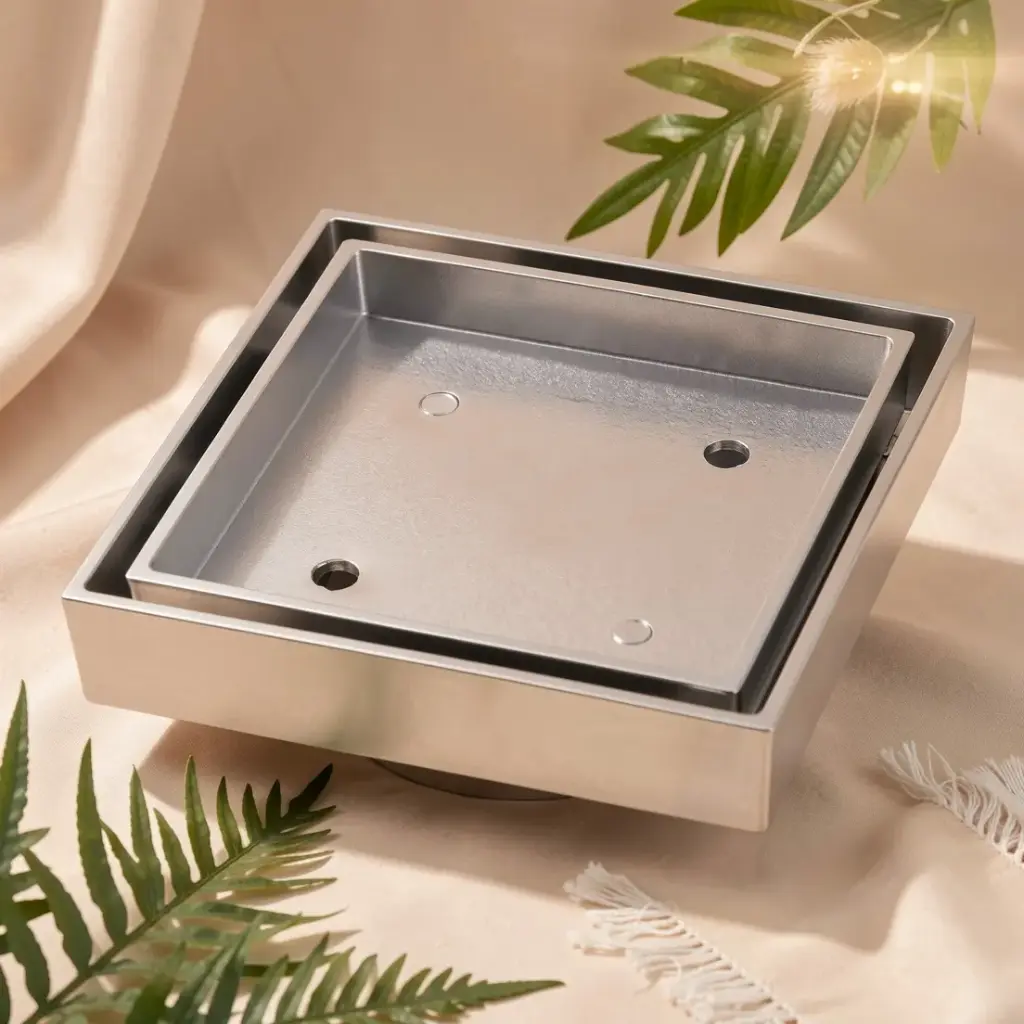 [40459] 115*115mm Chrome Brass Tile Insert Floor Drain(100mm Outlet)