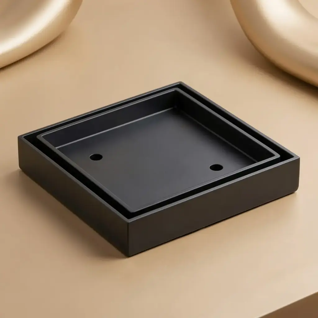 [55842] 115X115mm Black Square Tile Insert Floor Drain(75mm Outlet)