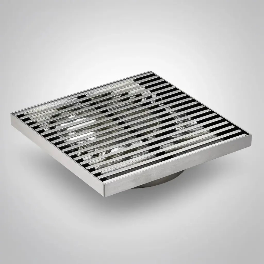 [55848] 115X115mm Chrome Grills Square Floor Drain(80mm)