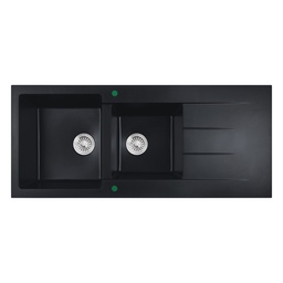[44622] 1160*500*210mm Cora Black Granite Sink One & Half Bowl With Drainer
