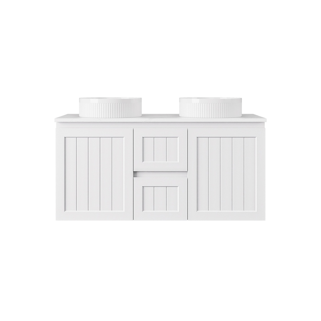 [56747] 1190*455*560mm Matte White Archill Federation Wall Hung Ensuite PVC Cabinet Double Bowel