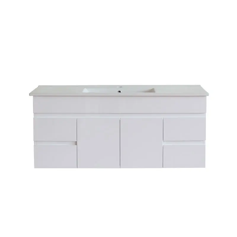 [50513] 1200*450*560mm Wall Hung Gloss White PVC Vanity With Double Ceramic  Top