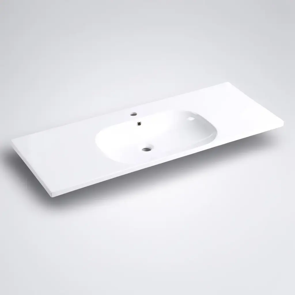 [90167/OT-1200] 1200mm Moon Basin Round Bowl Gloss White Ceramic Top