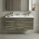 1200mm Dark Grey MDF Wall Hung Bathroom Vanity Cabinet Only Left Drawer PVC Vacuum Filmed