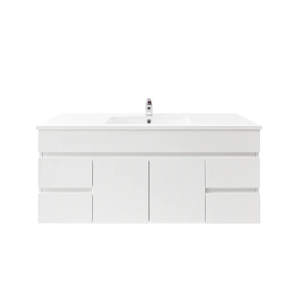 [92024/PVC124W] 1200mm Wall Hung Bathroom Vanity Cabinet Only PVC Gloss White