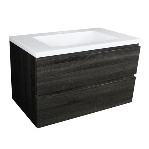 [93018/Q1246DG] 1200mm Dark Grey MDF 2 Drawers Wall Hung Bathroom Vanity Cabinet Only
