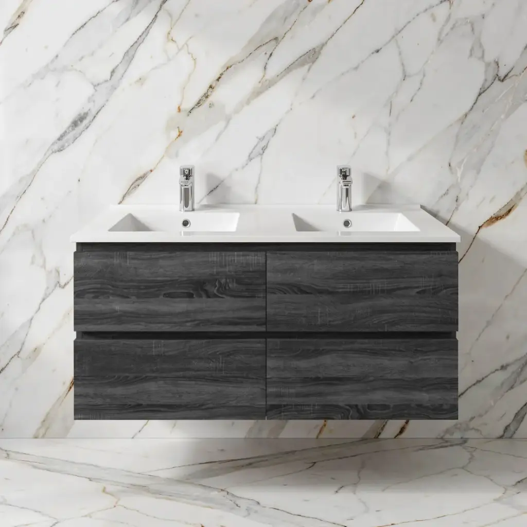 [93022/Q1246DG-D] 1200mm Dark Grey MDF 4 Drawers Wall Hung Bathroom Vanity Cabinet Only