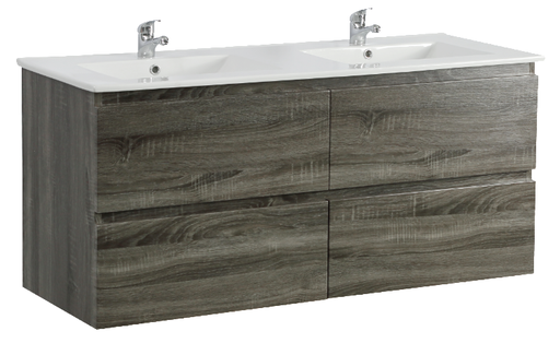 [93022/Q1246DG-D] 1200mm Dark Grey MDF 4 Drawers Wall Hung Bathroom Vanity Cabinet Only