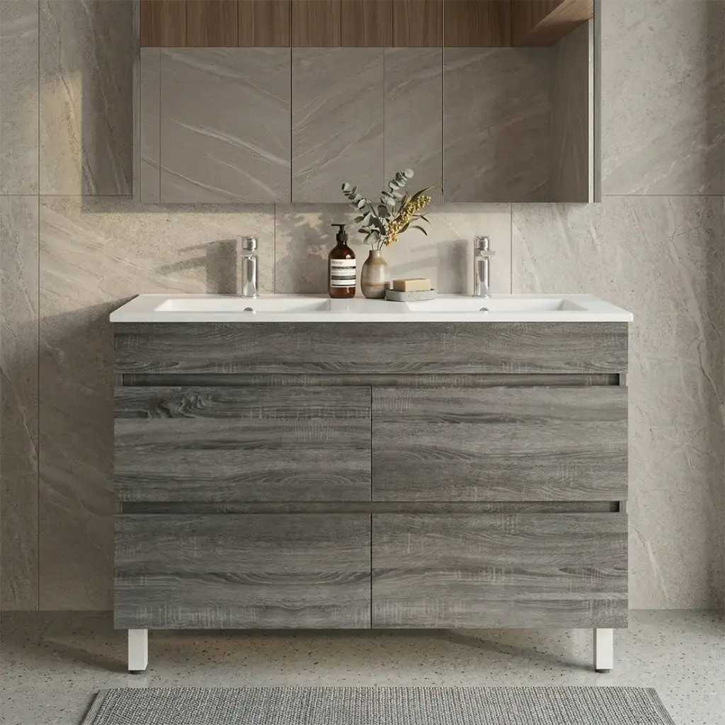 [93050/DG1246L-D] 1200mm Dark Grey MDF 4 Drawers Freestanding Bathroom Vanity Cabinet Only