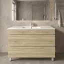 1200mm White Oak MDF 2 Drawers Freestanding Bathroom Vanity Cabinet Only
