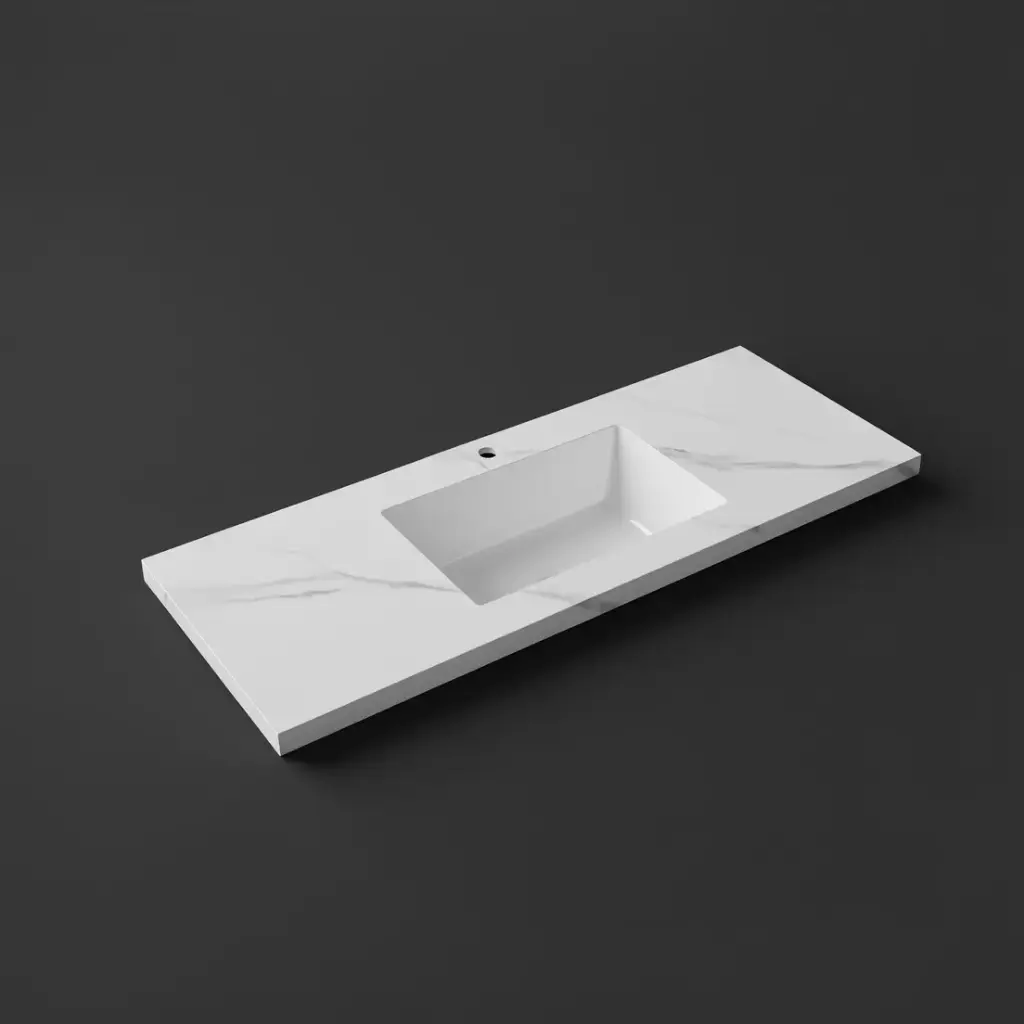 [56762] 1200x460x190mm Carrara White Sintered Stone Seamlessjoined With Fine Ceramic Basin