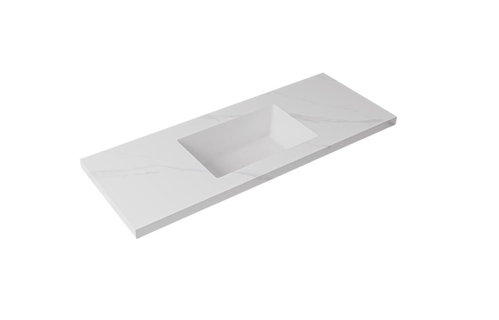 [56769] 1200x460x190mm Carrara White Sintered Stone Seamlessjoined With Fine Ceramic Basin Single Bowl No Tap Hole