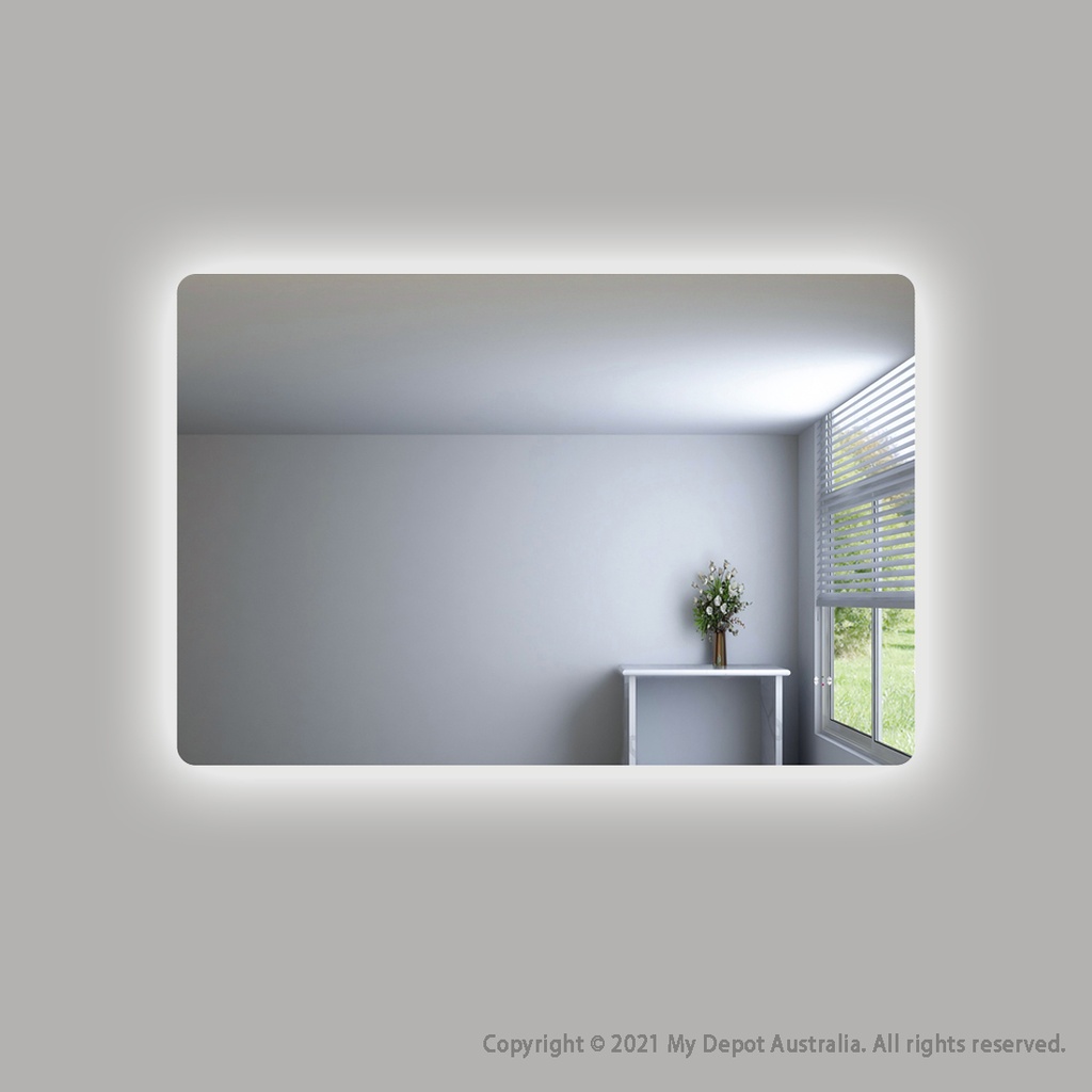 [86116/UL1280BRM] 1200×800mm Curved Rim Rectangle 3 Color Backlit Led Mirror With Touchless Sensor Switch