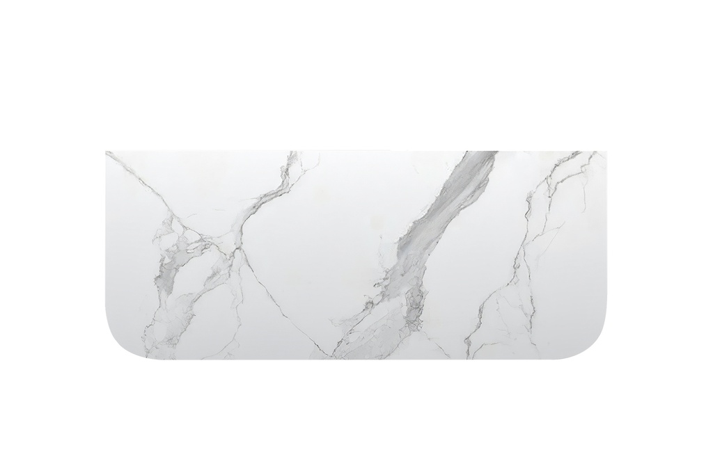 [90181/KC125ST-WM] 1200mm White Marble Look Sintered Stone Top Matte Finish Rounded Corner Benchtop