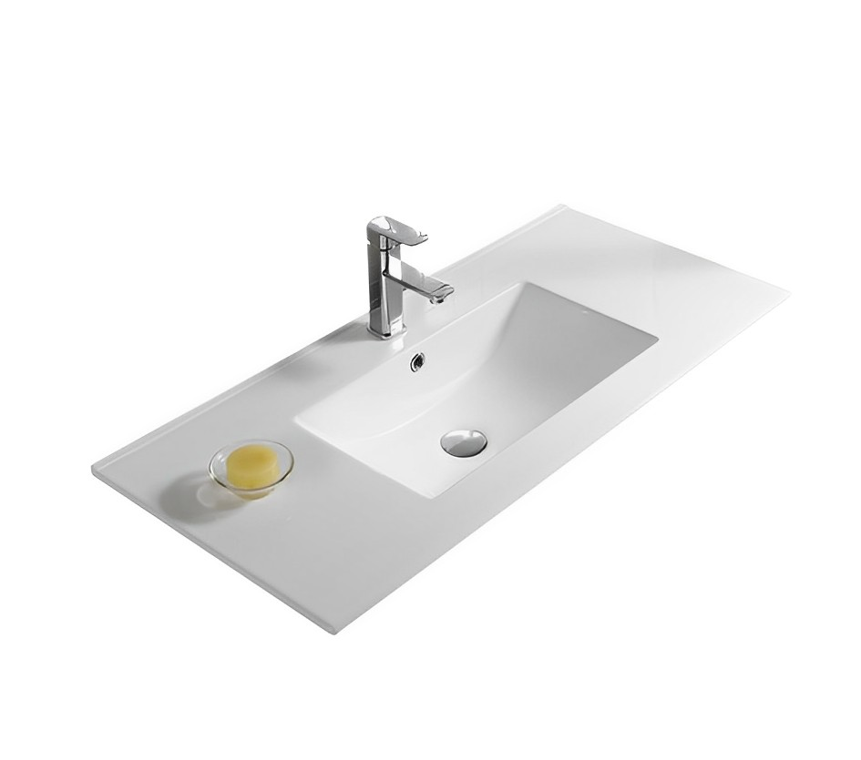 [56304] 1205*463*175mm Gloss White Crete Fine Ceramic Counter Top One Tap Hole Overflow,32mm Waste