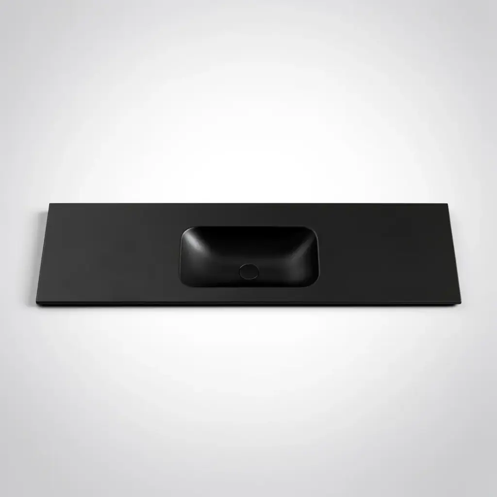 [56084] 1205X465X145 Matte Black Chasey Solid Surface Stone Basin
