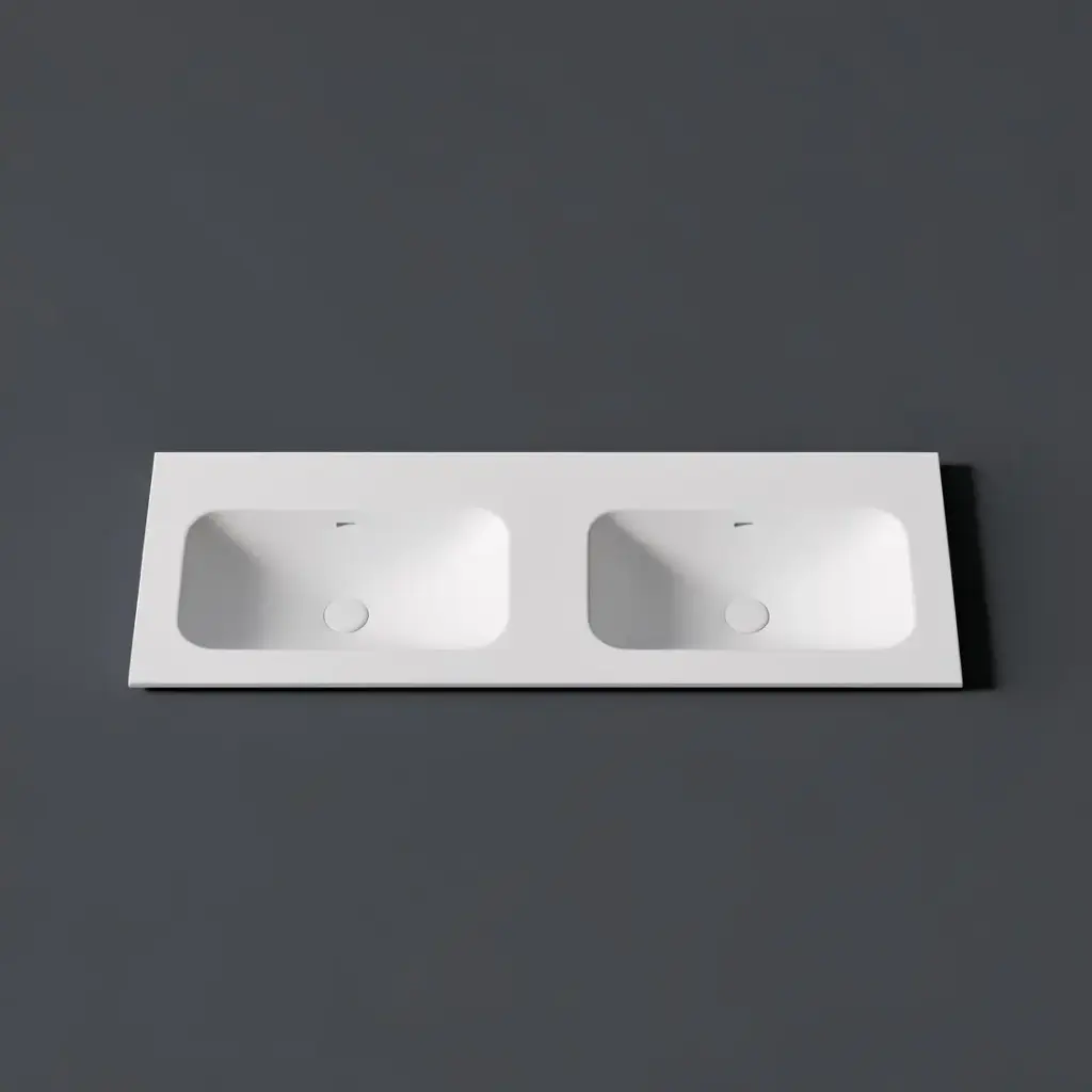 1205X465X145 Matte White Chasey Solid Surface Stone Basin Double Bowl