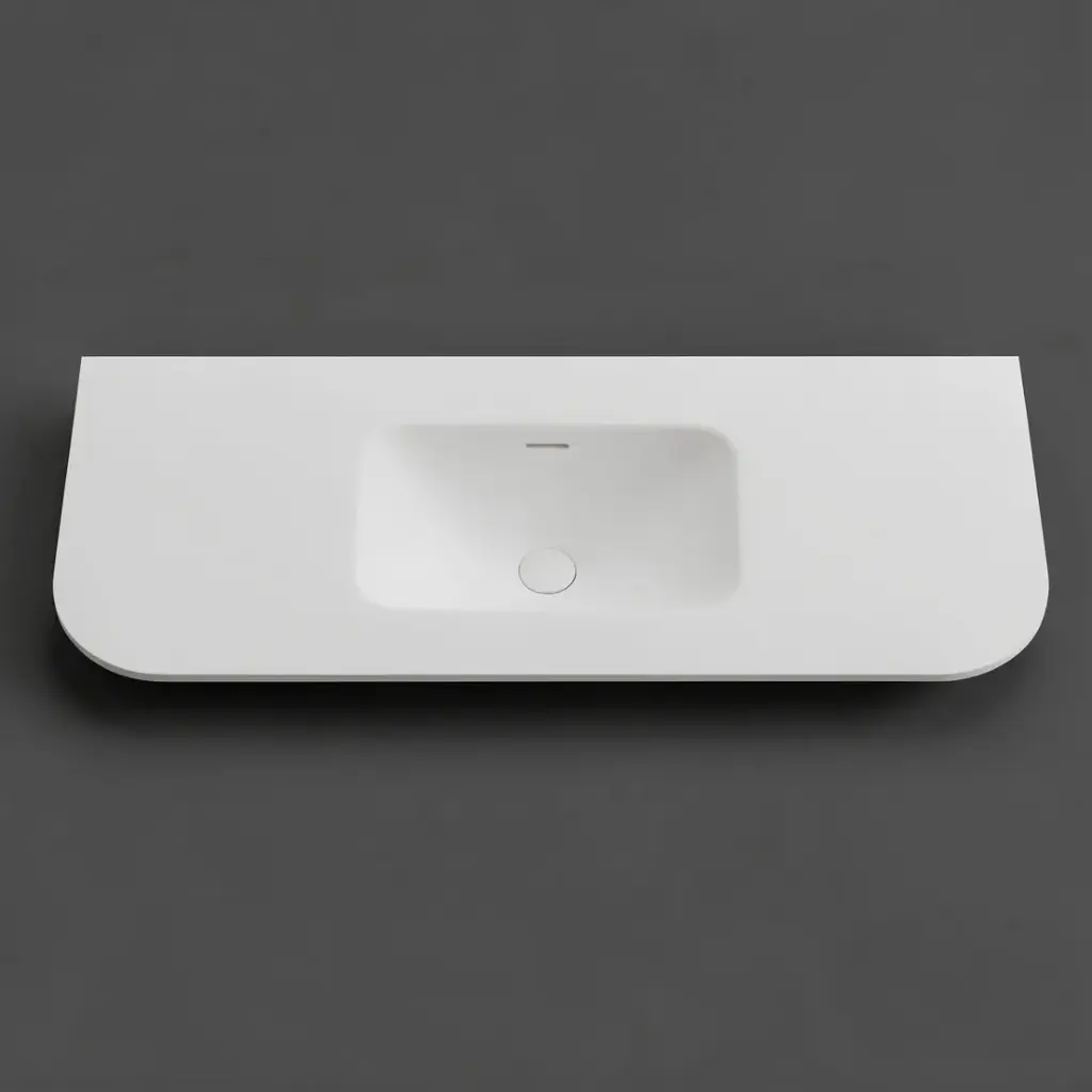 [56088] 1205X505X140 Matte White Aruro Solid Surface Stone Basin