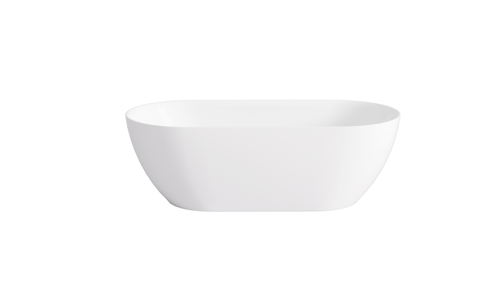 [55581] 1300*700*550mm Gloss White Ellips Slim Acrylic Free Standing Bathtub No Overflow Chrome Waste And Pipe Inlcuded