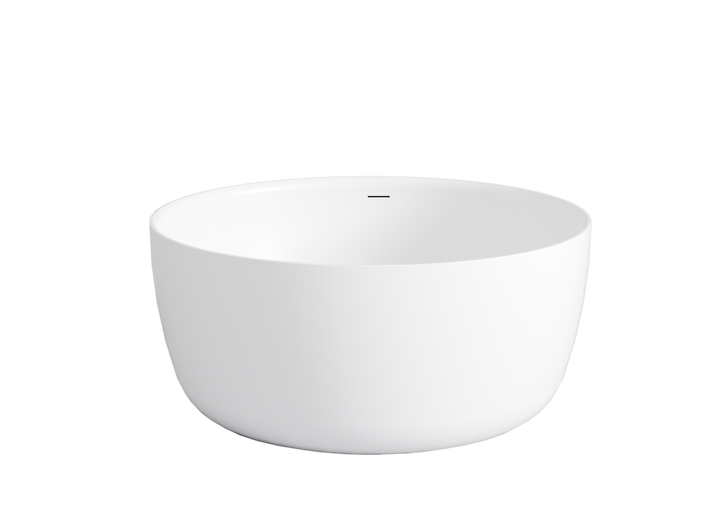 [55595] 1350*1350*620mm Matte White Olley Round Acrylic Standing Bathtub Overflow,Matte White Waste And Pipe Inlcuded