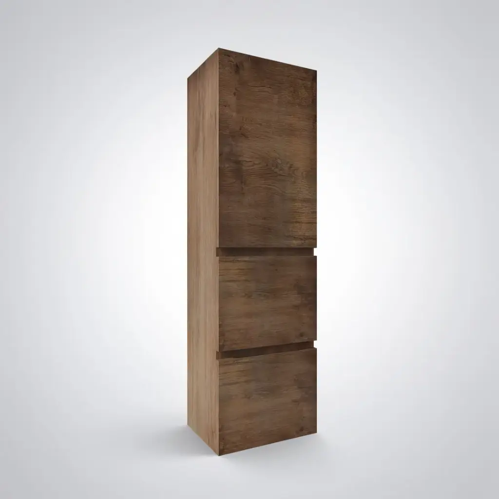 [93183/B4030W-DO] 1350mm Dark Oak MDF Board with PVC Vacuum Filmed 2 Drawer 1 Door Tall Boy