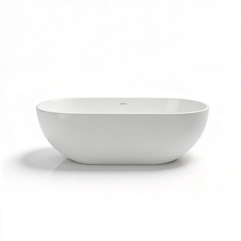 [55570] 1400X750X550mm Matt White Kirra Solid Surface Stone Bath Integrated Overflow,40mm Waste And Pipe Included