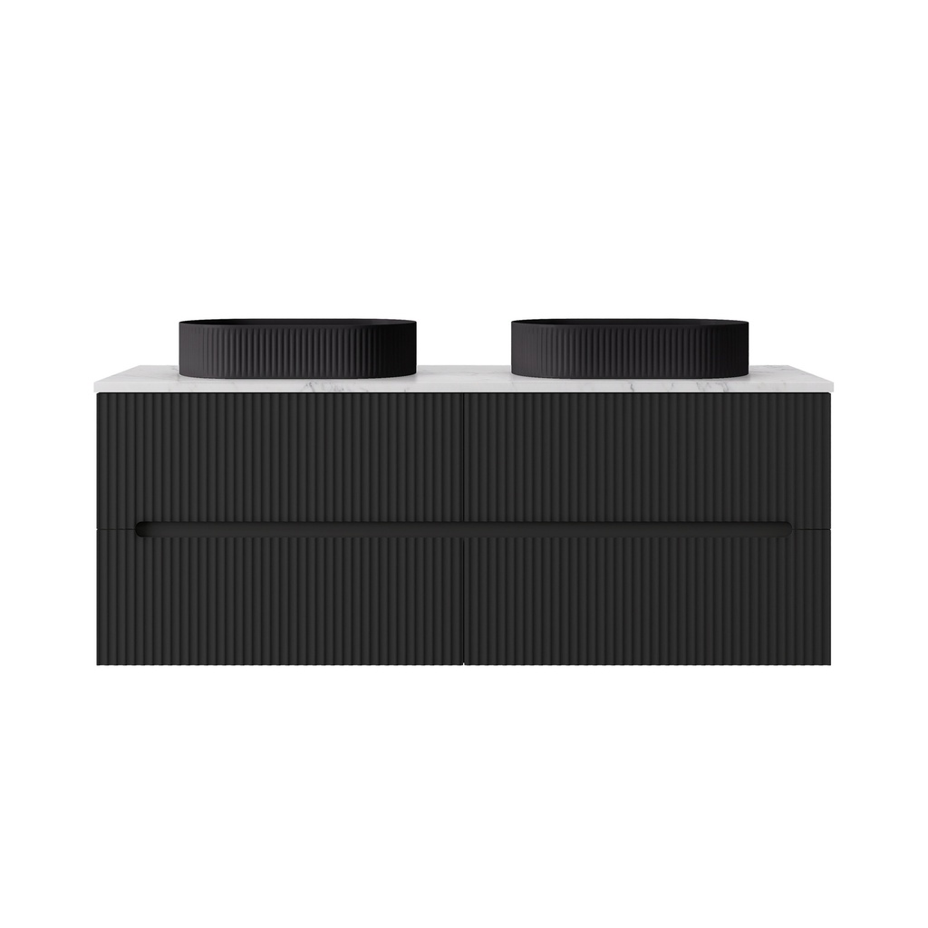 [56826] 1490*455*540mm Matte Black Cabarita Morden Wall Hung PVC Cabinet For DoubleBowl Only