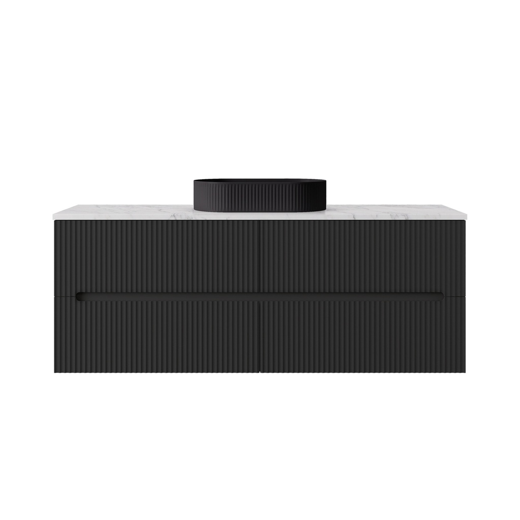 [56824] 1490*455*540mm Matte Black Cabarita Morden Wall Hung PVC Cabinet For Single Bowl Only