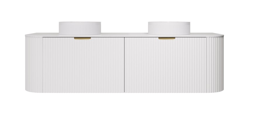 [56521] 1490X455X400mm Matte White Agena Modern Fluted Wall Hung Vanity PVC Cabinet