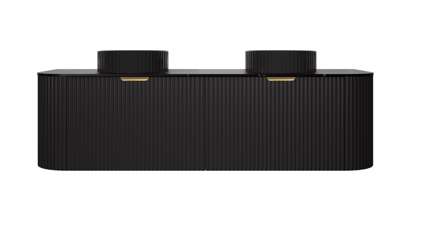 [56539] 1490X455X470mm Matte Black Agena Modern Fluted Wall Hung Vanity PVC Cabinet