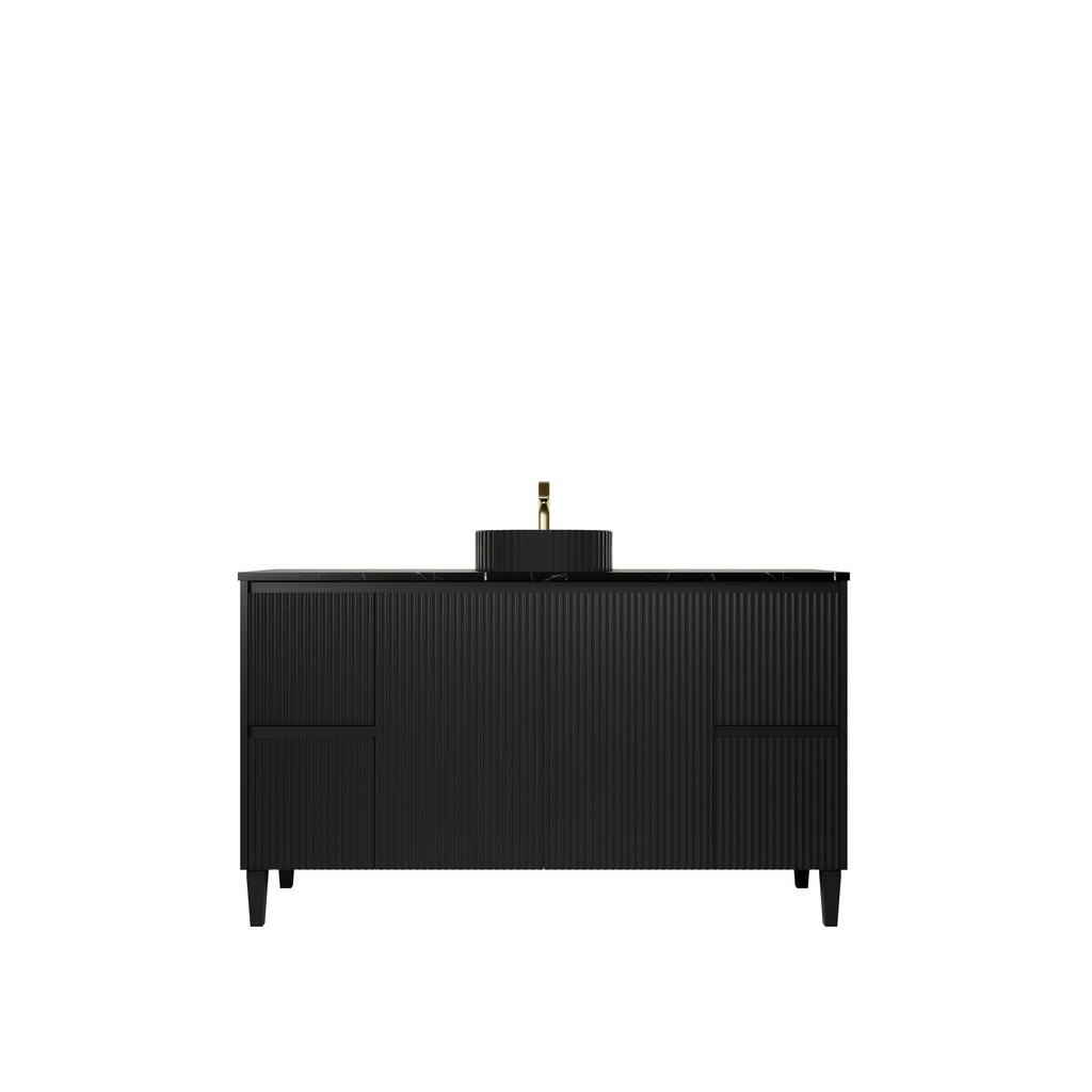 [56637] 1490X455X860mm Matte Black Crete Modern Free Standing Vanity
